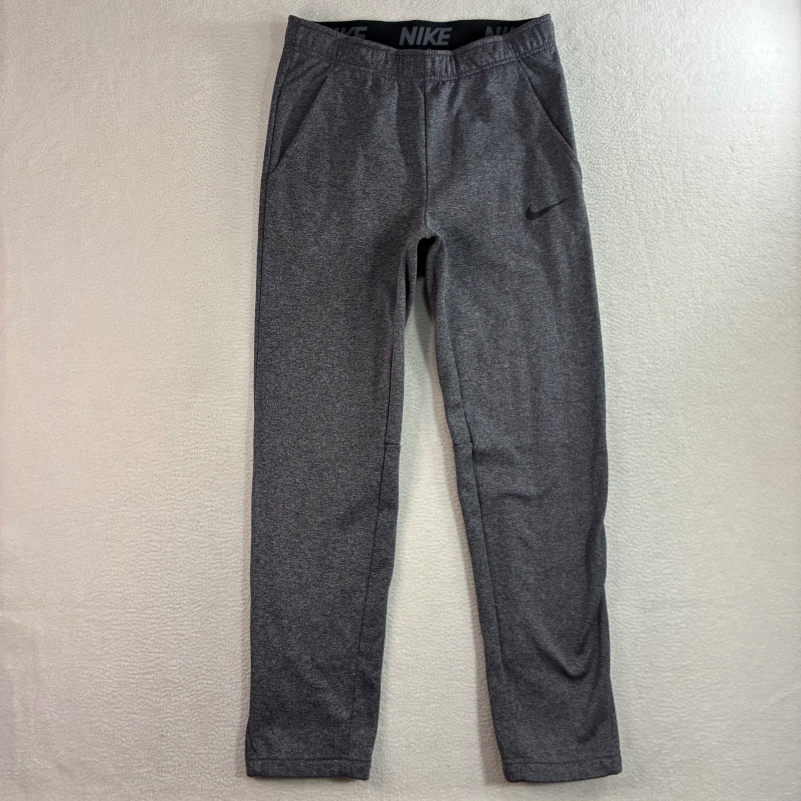 Nike Therma Fit Sweatpants Mens S Gray Fleece Open Hem 932253